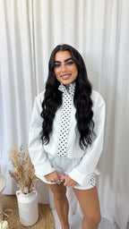 Polka Dot Windbreaker Co-Ord - WHITE