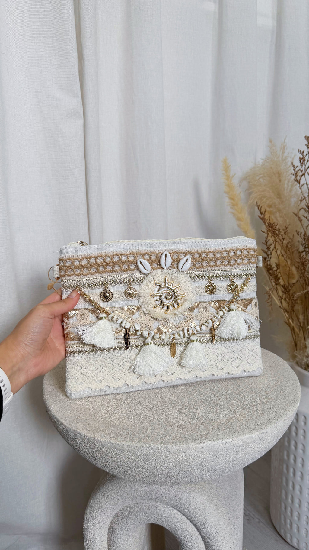 Seashell Sun Dial Boho Clutch Bag
