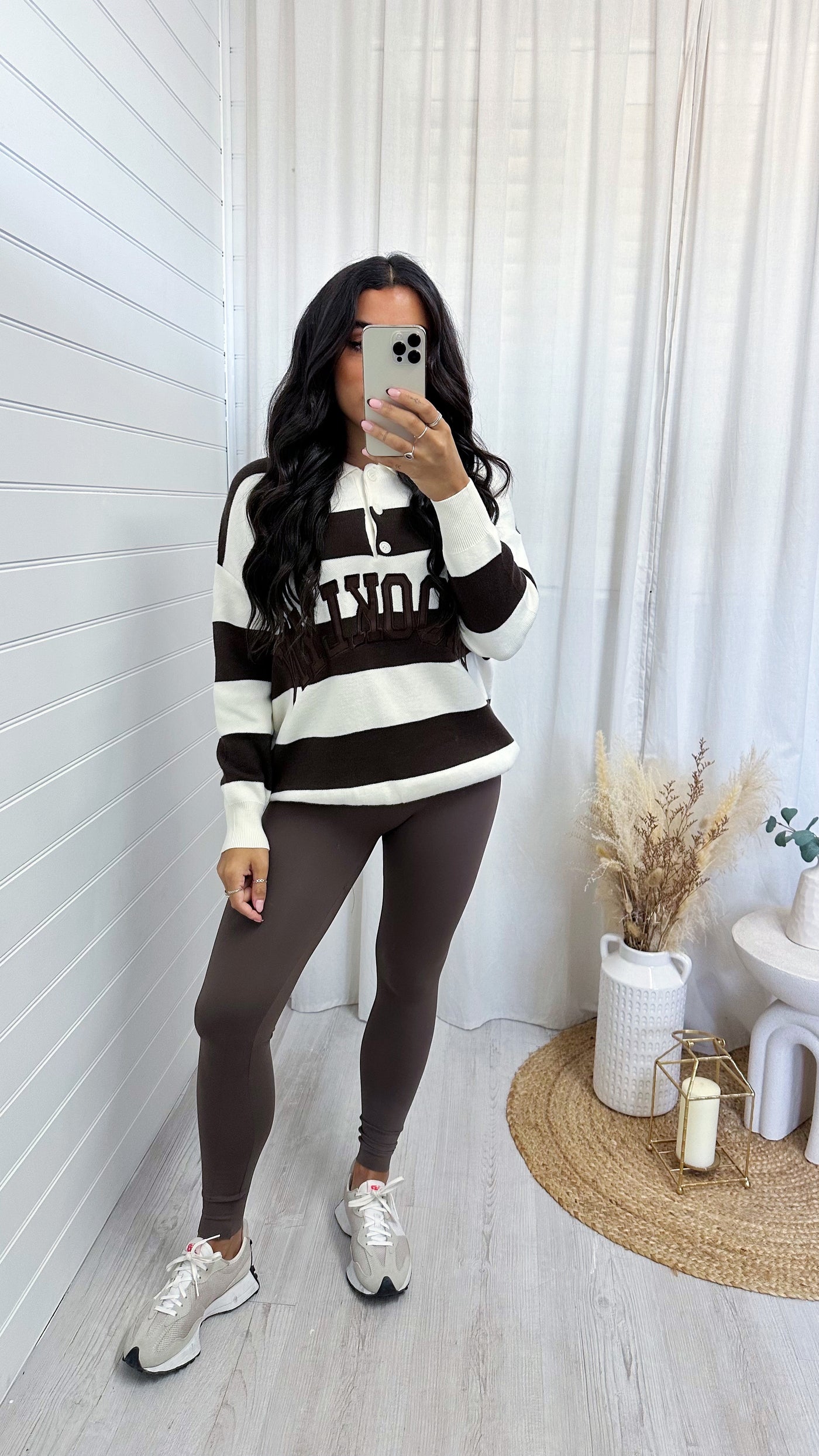 Stripey Soft Knitted Brooklyn Jumper - BROWN