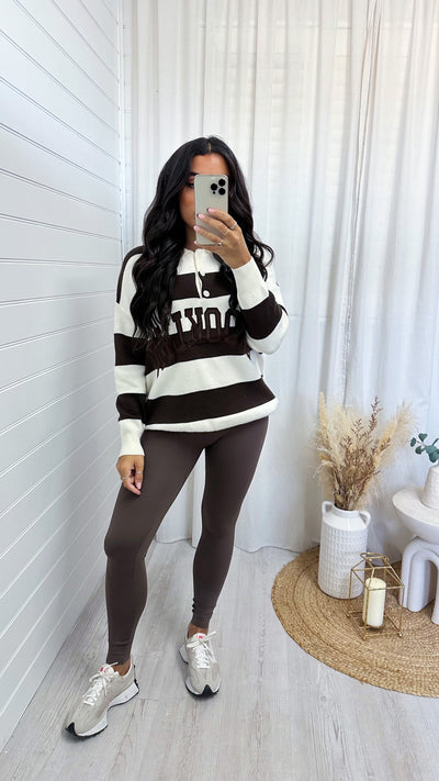 Stripey Soft Knitted Brooklyn Jumper - BROWN