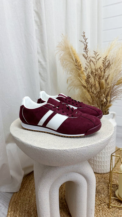 Foam Sole Stripe Trainers - WINE
