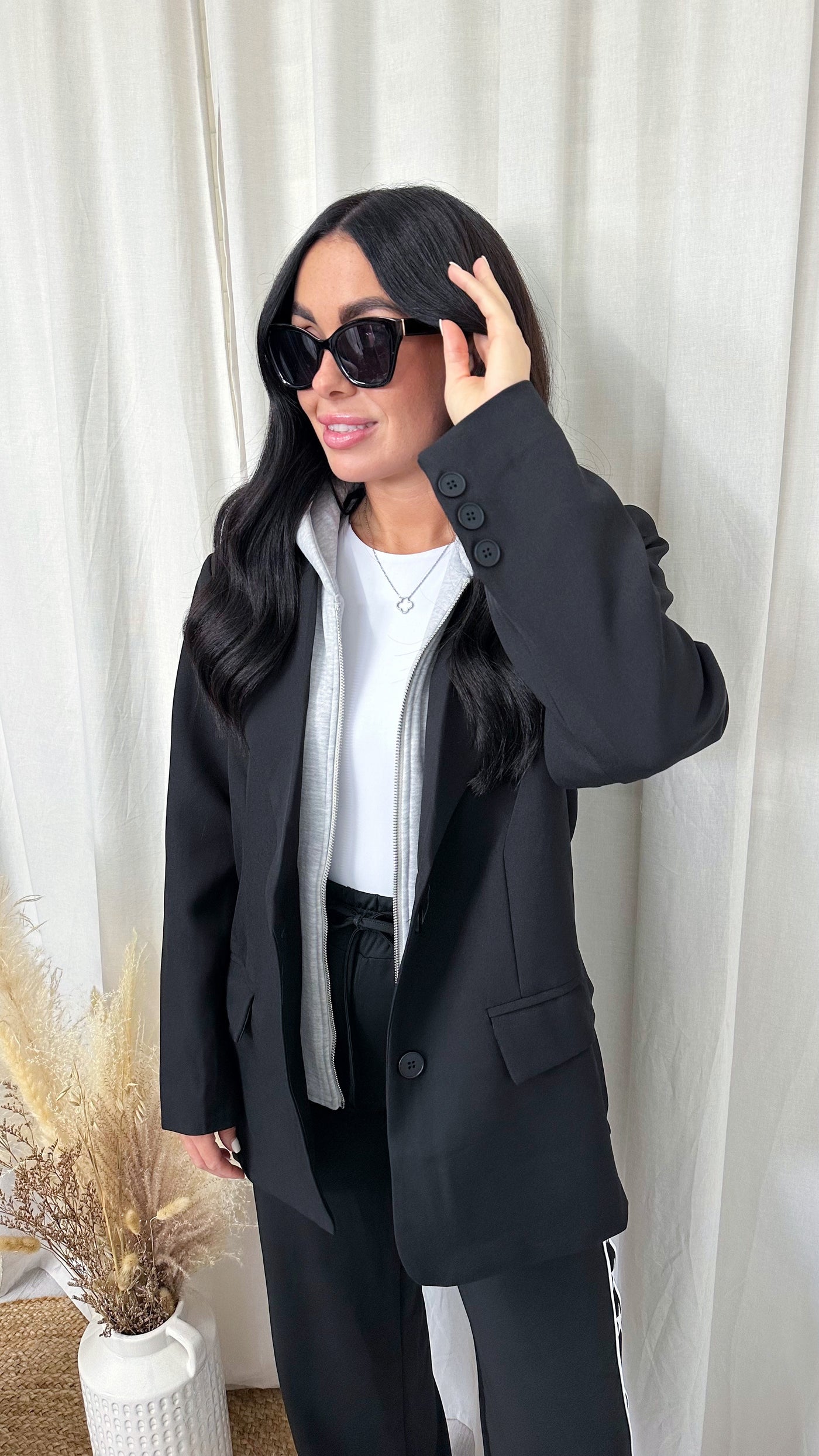 Jacket Insert Tailored Blazer - BLACK