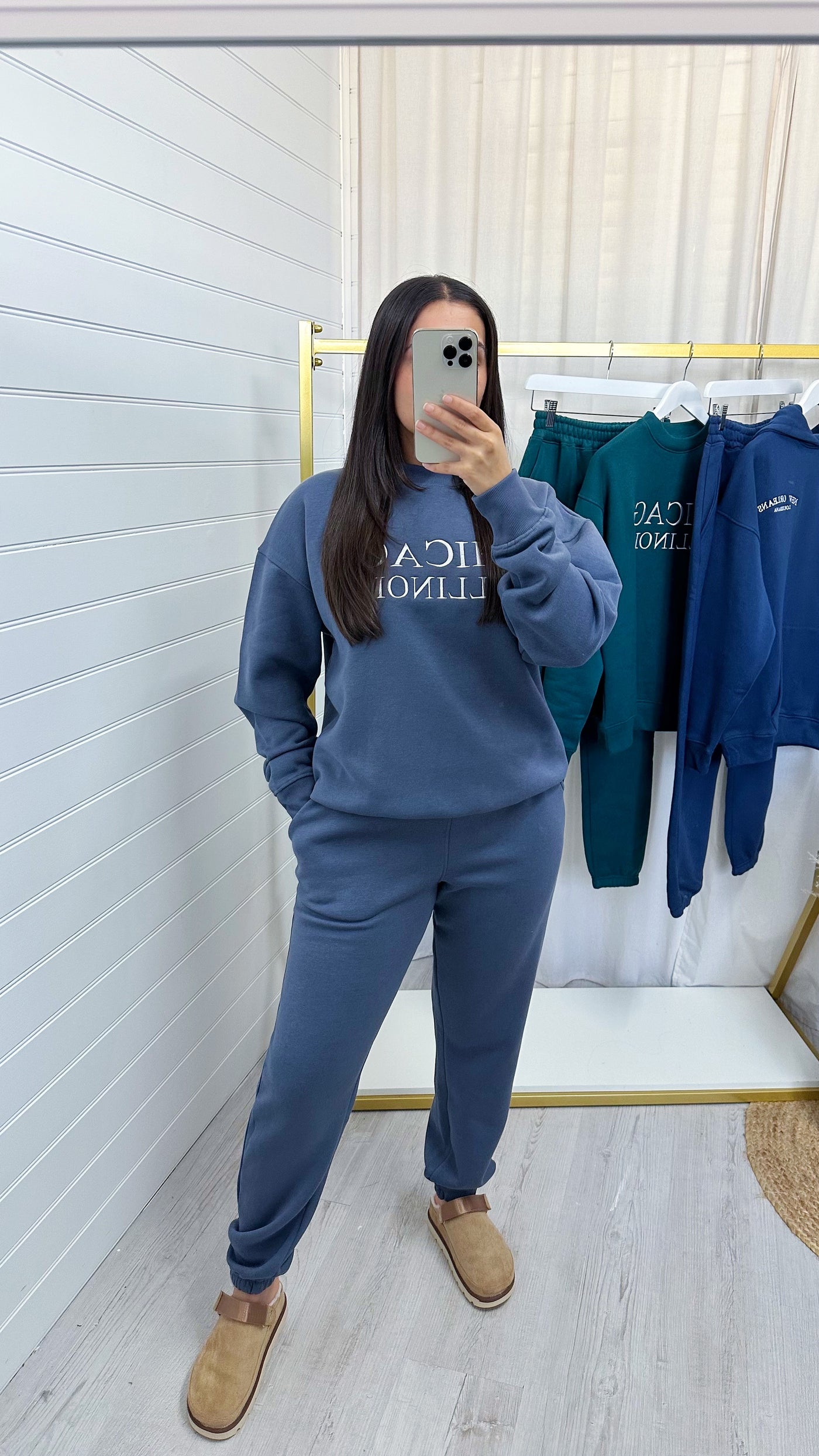 Chicago Embroidered Sweatshirt and Joggers Tracksuit - SLATE BLUE