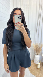 Basic Jersey T-Shirt and Shorts Co-Ord - SLATE