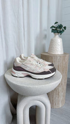 Suede Mesh Insert Trainers - BEIGE/PINK