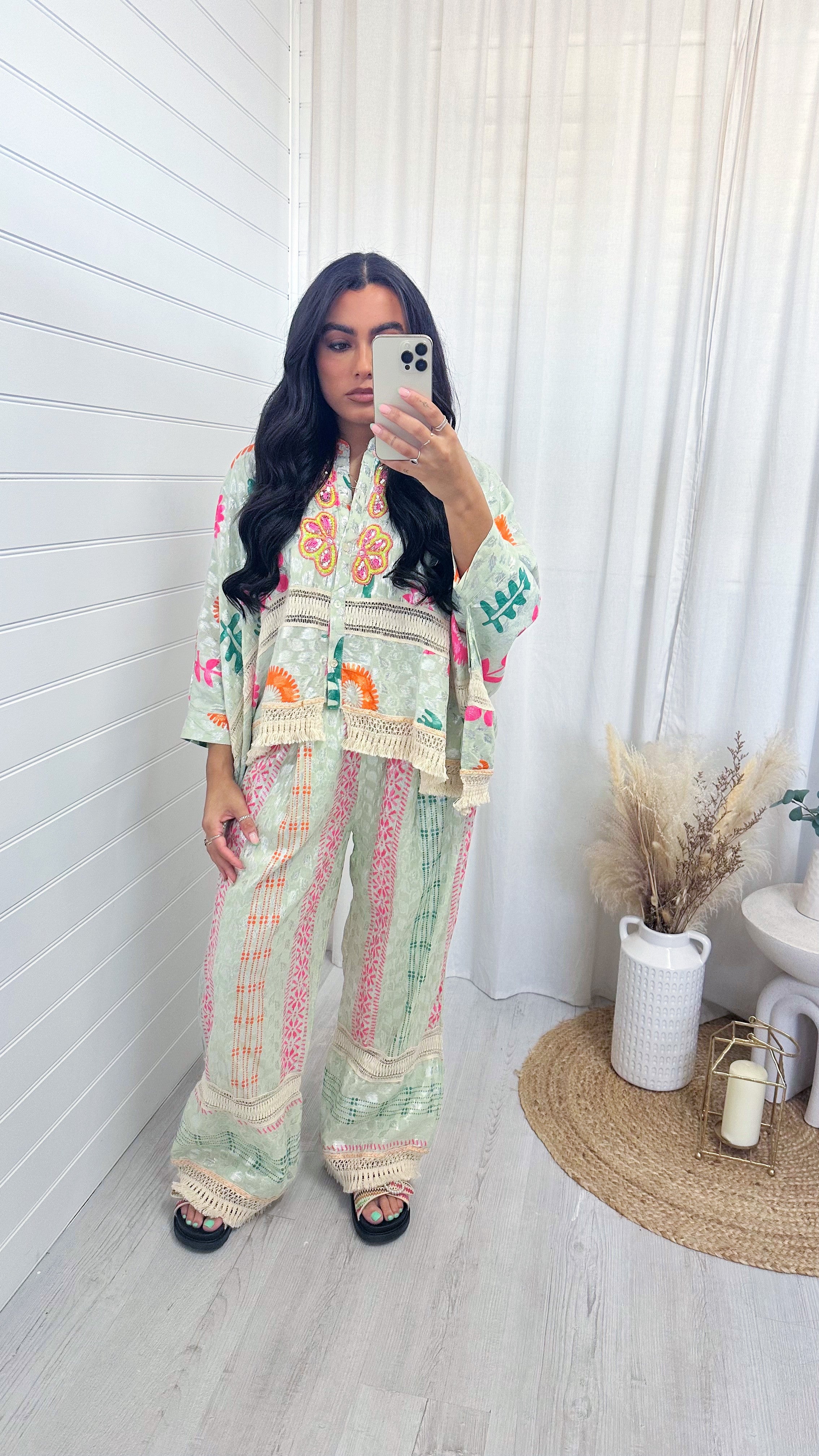Metallic Tassel Boho Top and Trousers Co-Ordy