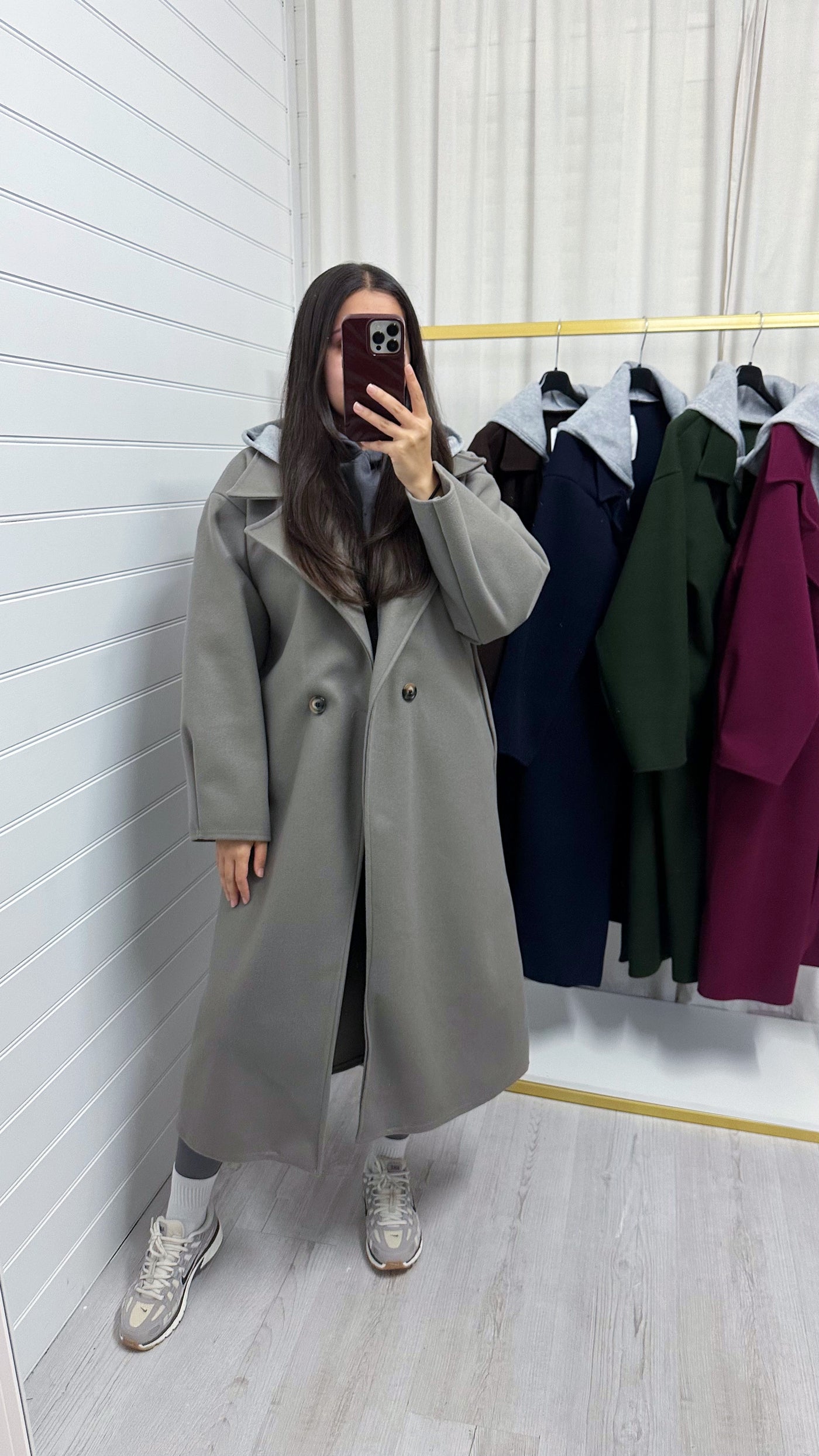 Oversized Woollen Hooded Mac - MOCHA