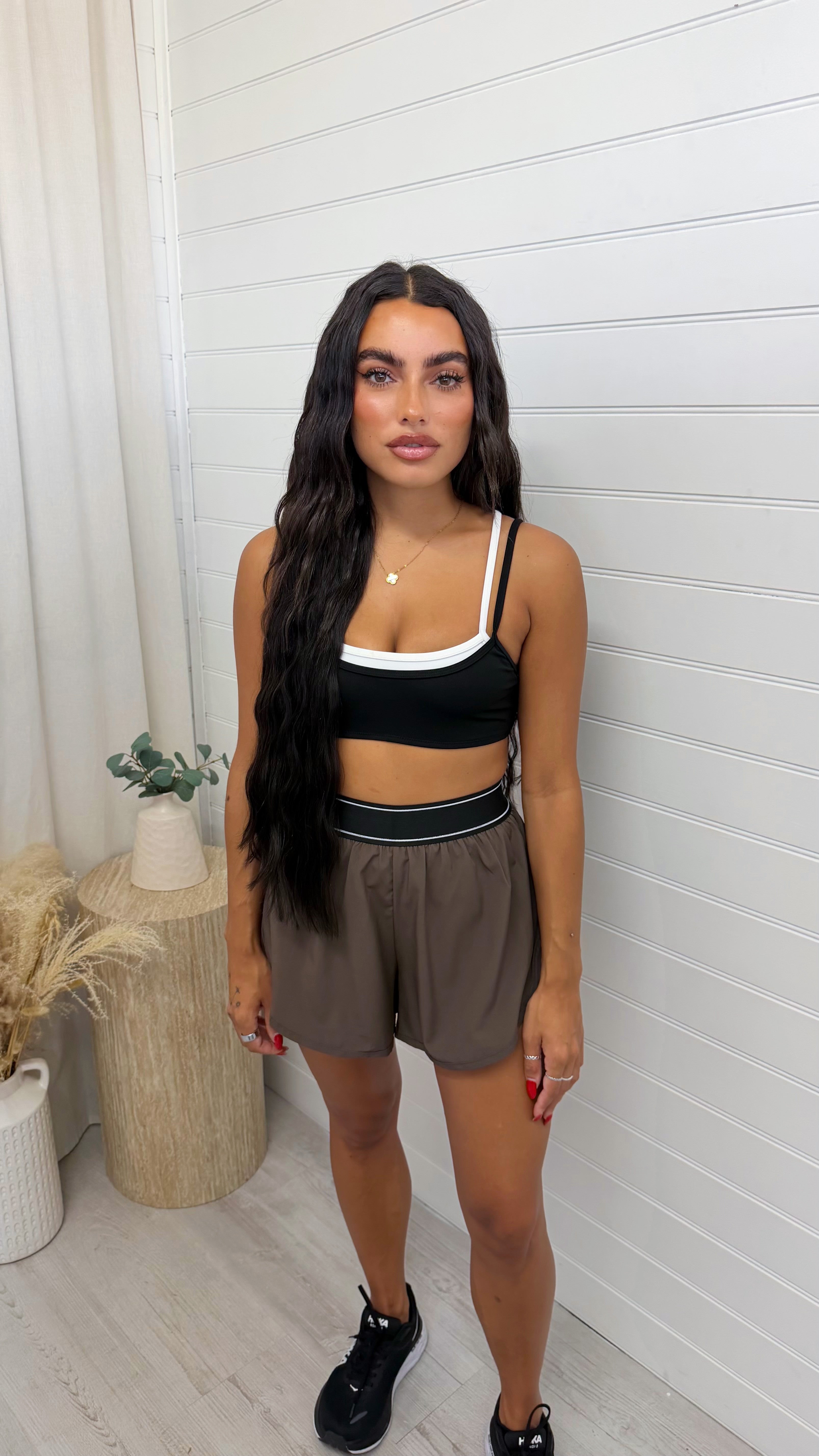 Boxer Waist Band Runner Shorts - BROWN