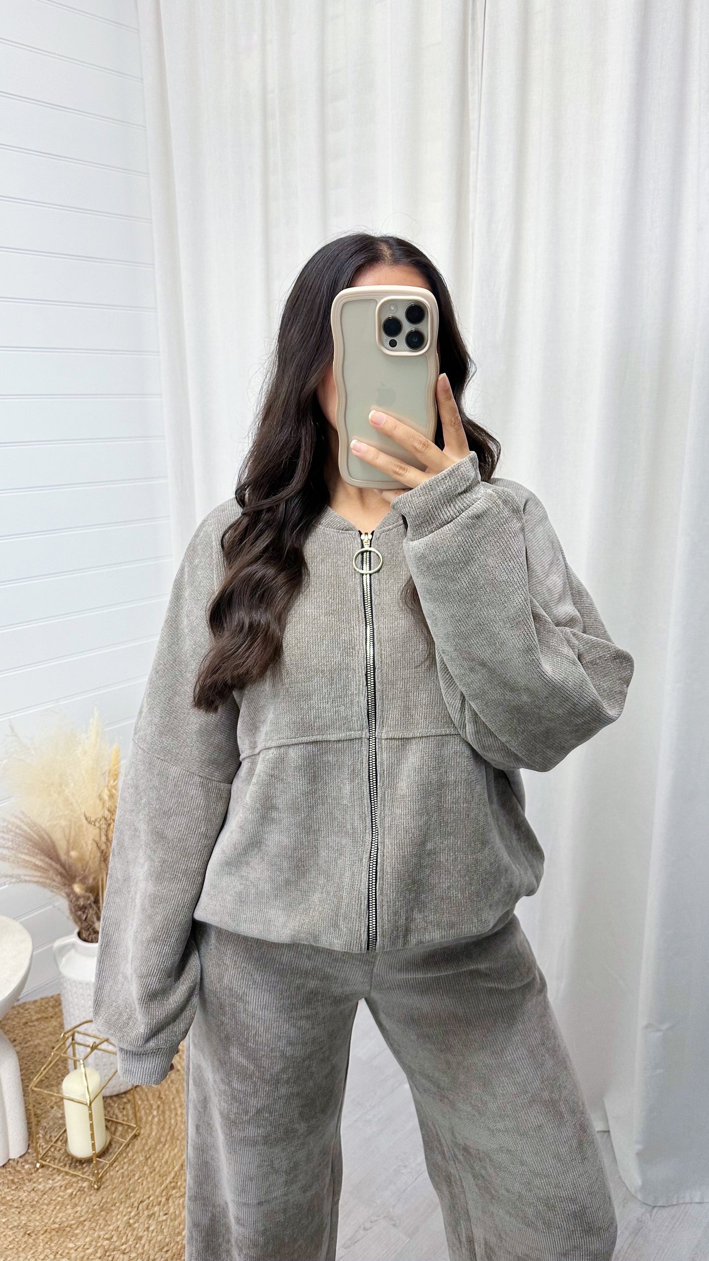 Cord Oversized Bomber Jacket and Joggers Co-Ord - TAUPE