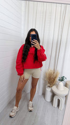 Piped Half Zip Windbreaker - RED