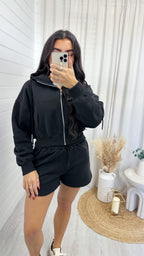 Cropped Jacket and Shorts Co-Ord - BLACK