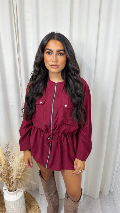 Lightweight Cargo Shacket - WINE