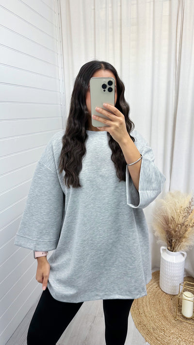 Drop Sleeve Oversized T-Shirt - LIGHT GREY