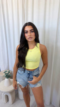 Ribbed Crop Vest Top - LEMON