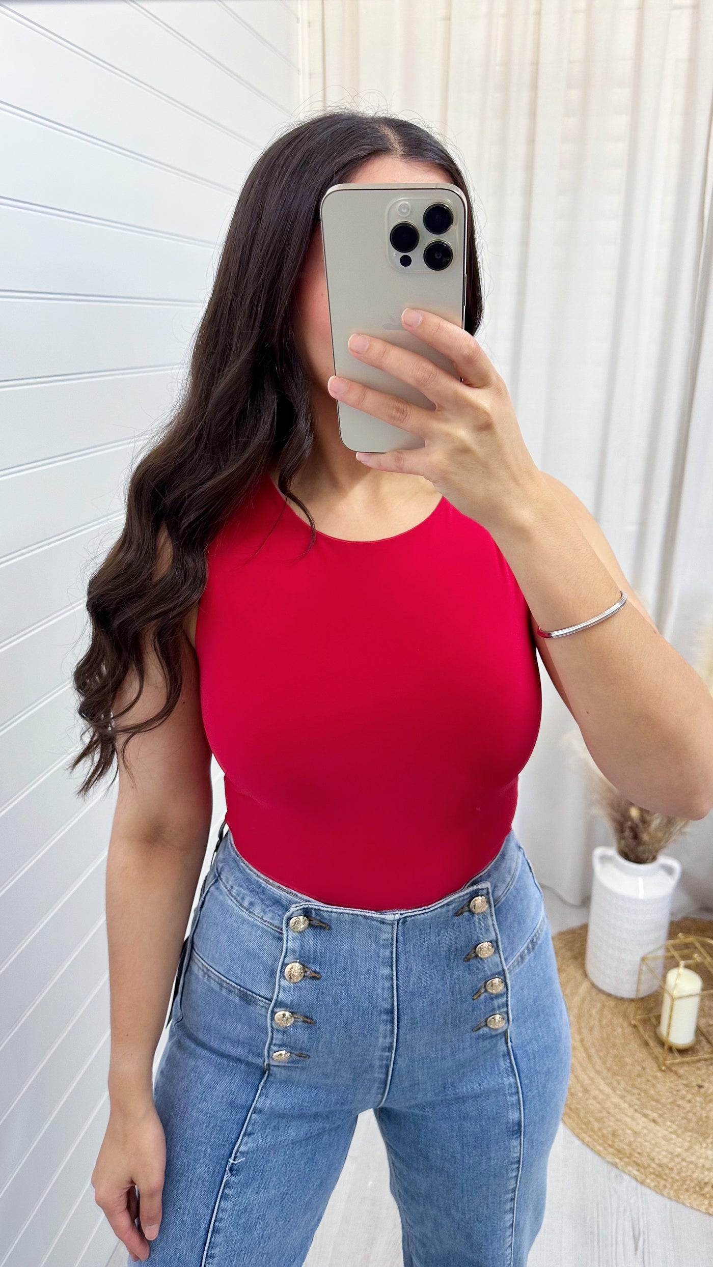 Stretchy Racer Bodysuit - RED