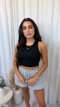 Ribbed Crop Vest Top - BLACK
