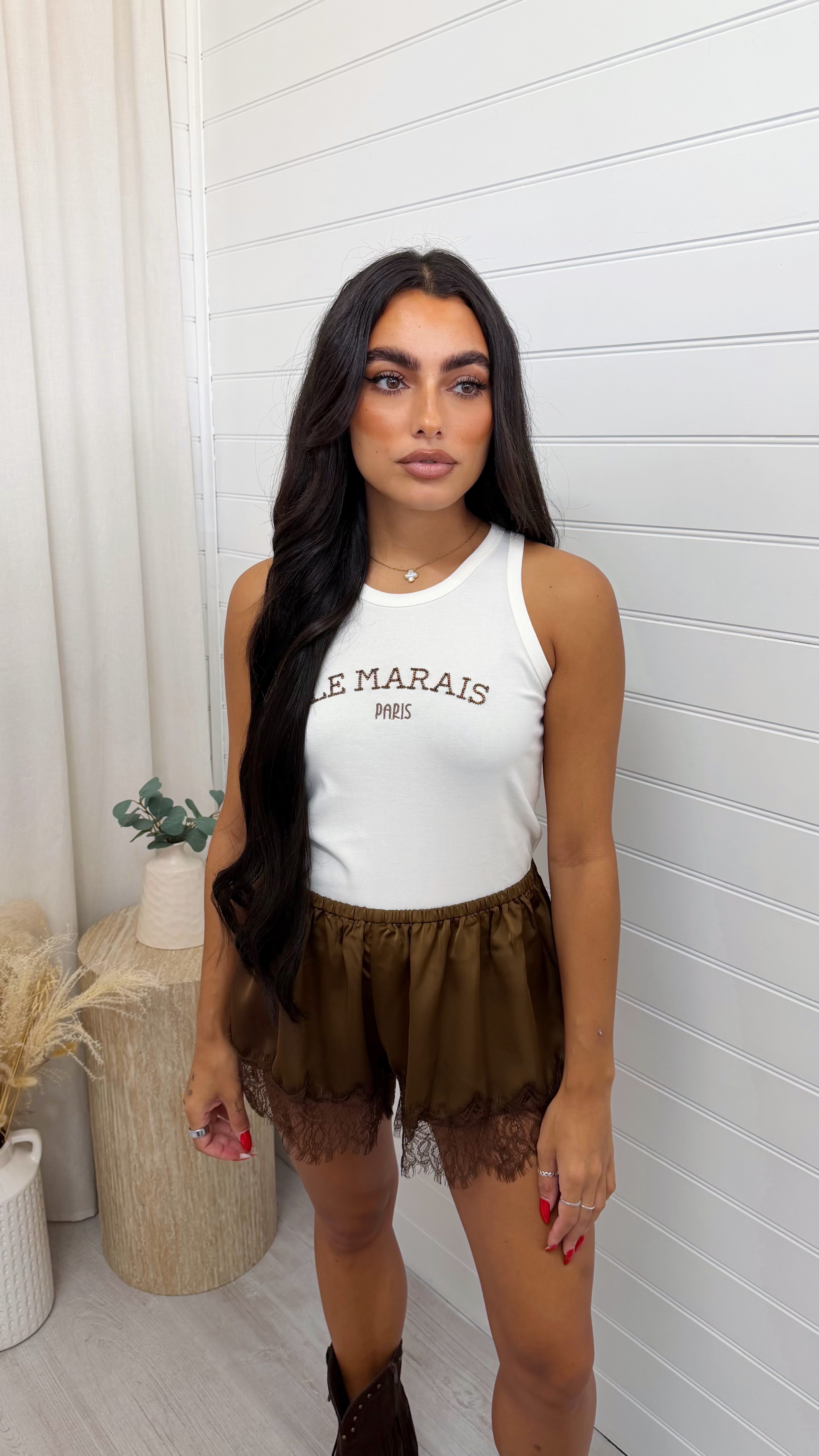 Le Marais Beaded Vest Top - WHITE