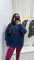 Vancouver Embroidered Half Zip Sweatshirt - NAVY