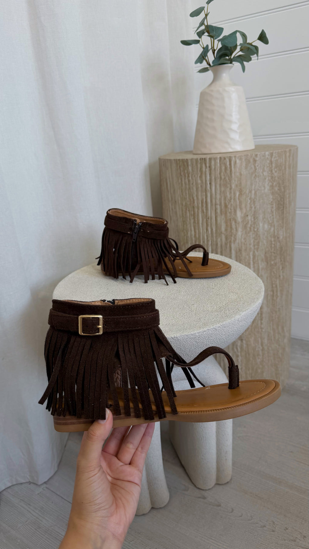 Fringle Ankle Sandals - BROWN