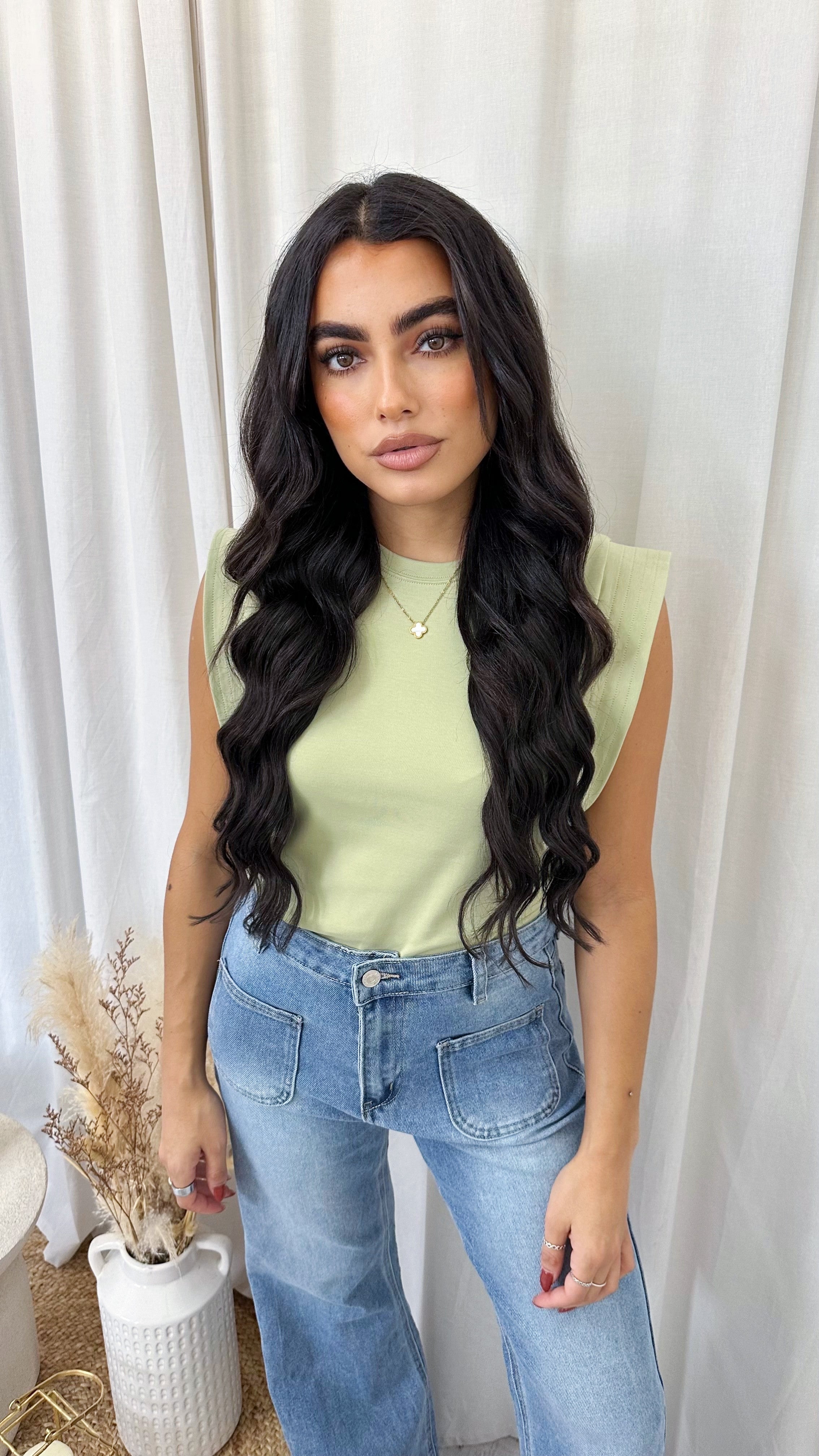 Cap Sleeve Soft Cotton T-Shirt - SAGE