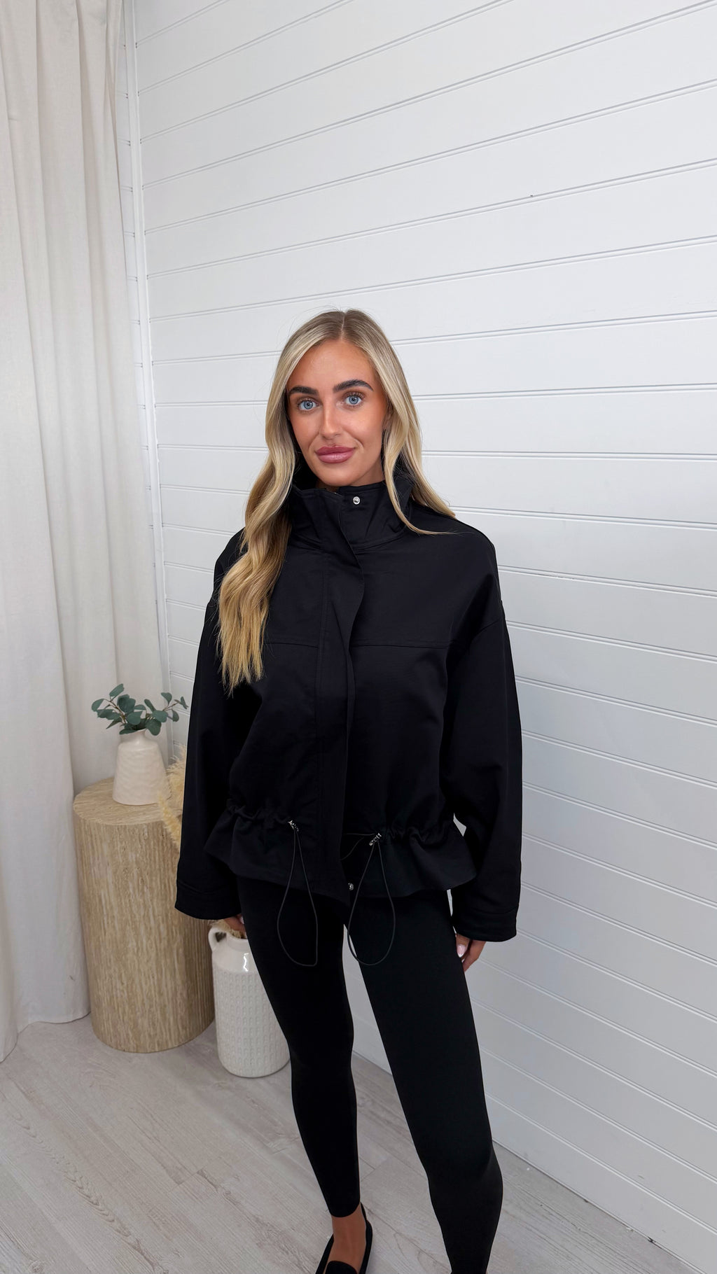 Toggle Hem Utility Jacket - BLACK