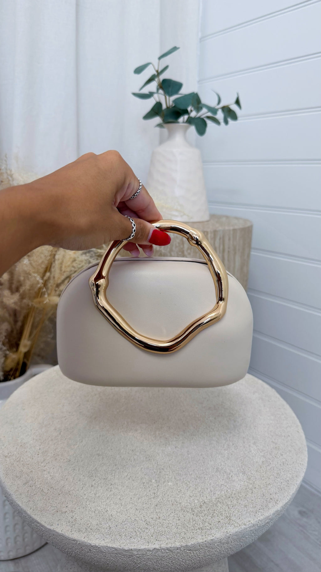 Sculpted Handle Mini Handbag - IVORY