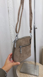 Suede Double Zip Cross Body Bag - BIEGE