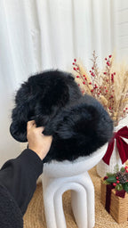 Mega Fluffy Faux Fur Slippers - BLACK