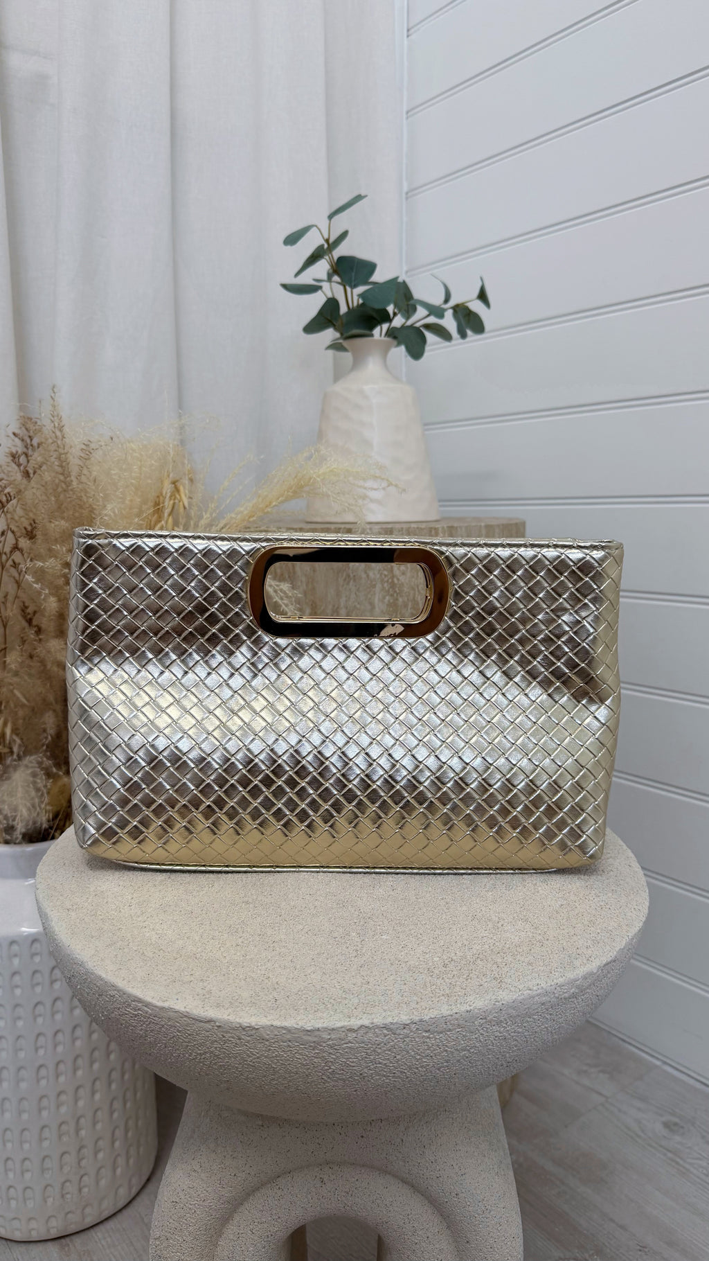 Woven Clutch Bag - GOLD