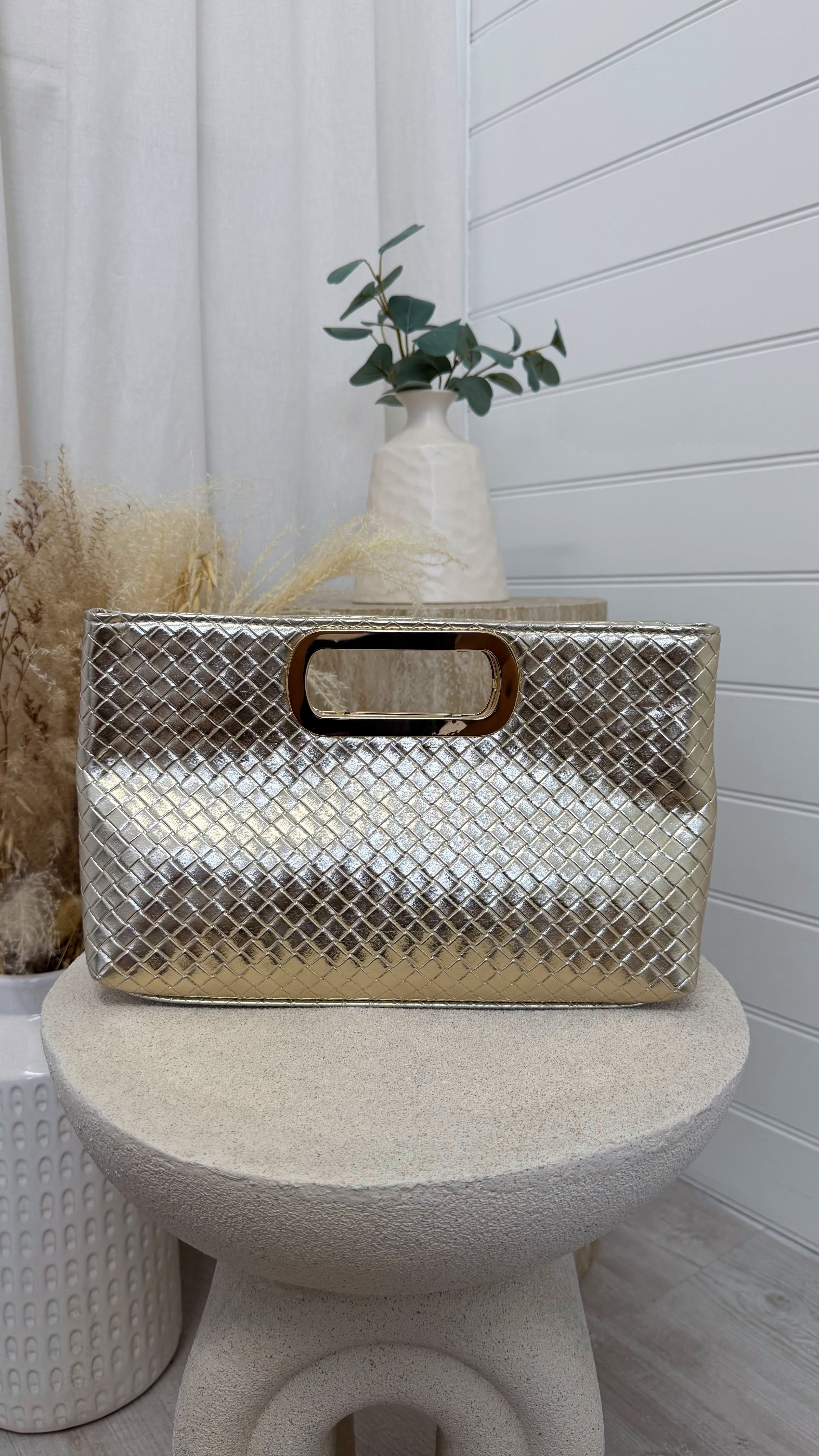 Woven Clutch Bag - GOLD