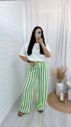 Neon Lightweight Stripe Trousers - NAVY/YELLOW