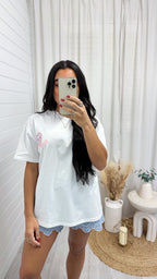 Embroided Love Heart T-Shirt - PINK