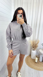 Cropped Jacket and Shorts Co-Ord - DOVE GREY