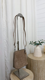 Suede Double Zip Cross Body Bag - BIEGE