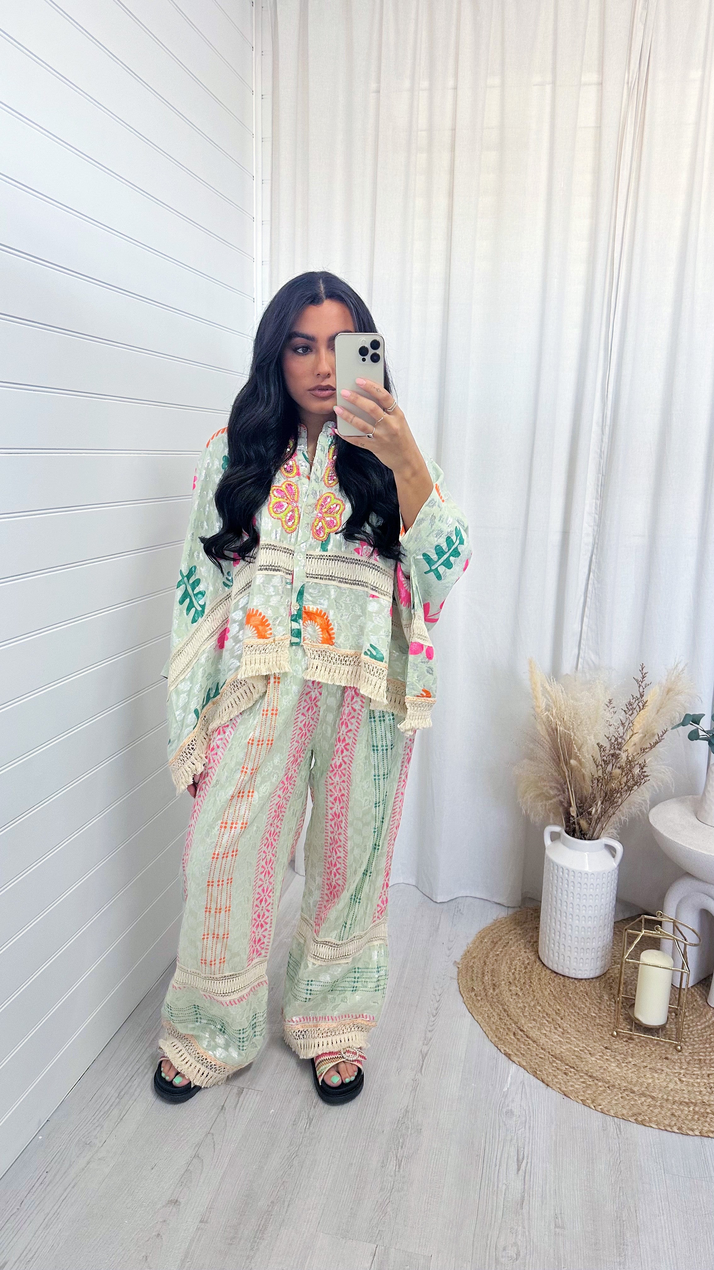 Metallic Tassel Boho Top and Trousers Co-Ordy