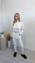 NYC Sweatshirt and Ribbed Leggings Co-Ord - OATMEAL