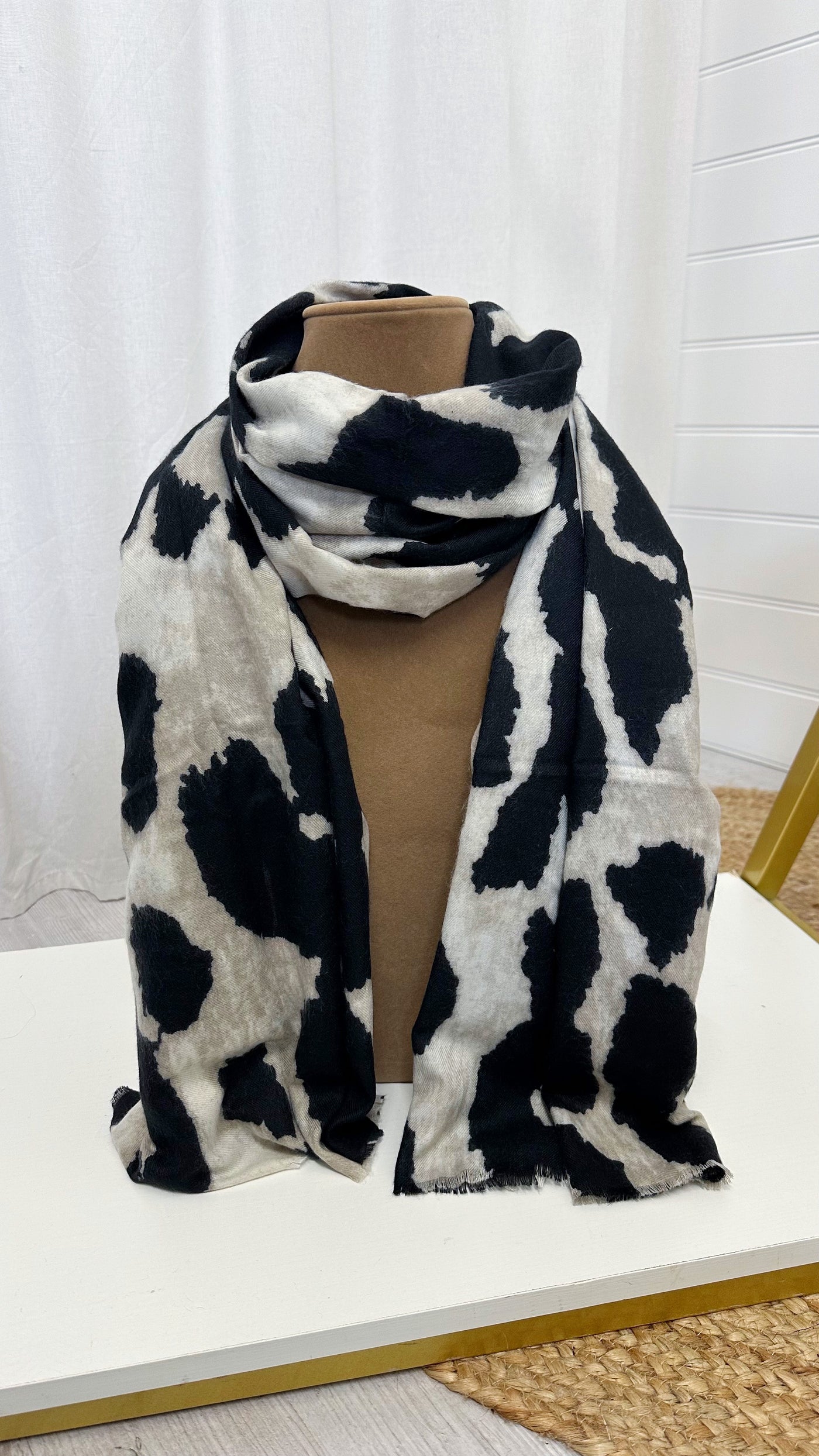 ISLA Animal Print Soft Touch Scarf - BLACK