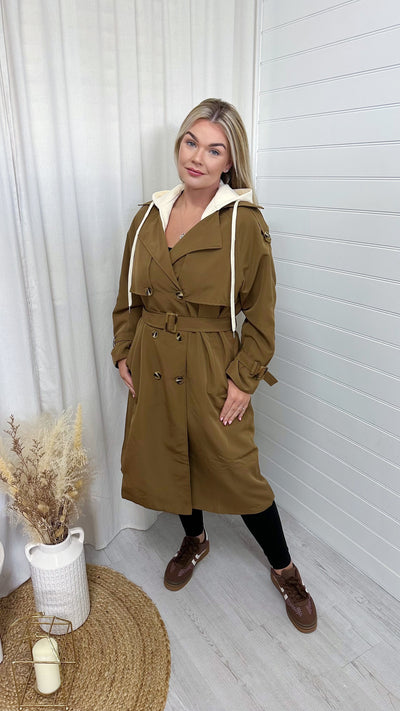 Premium Hooded Lightweight Mac - CAMEL