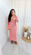 Zig Zag Ring Neck Maxi Dress PINK