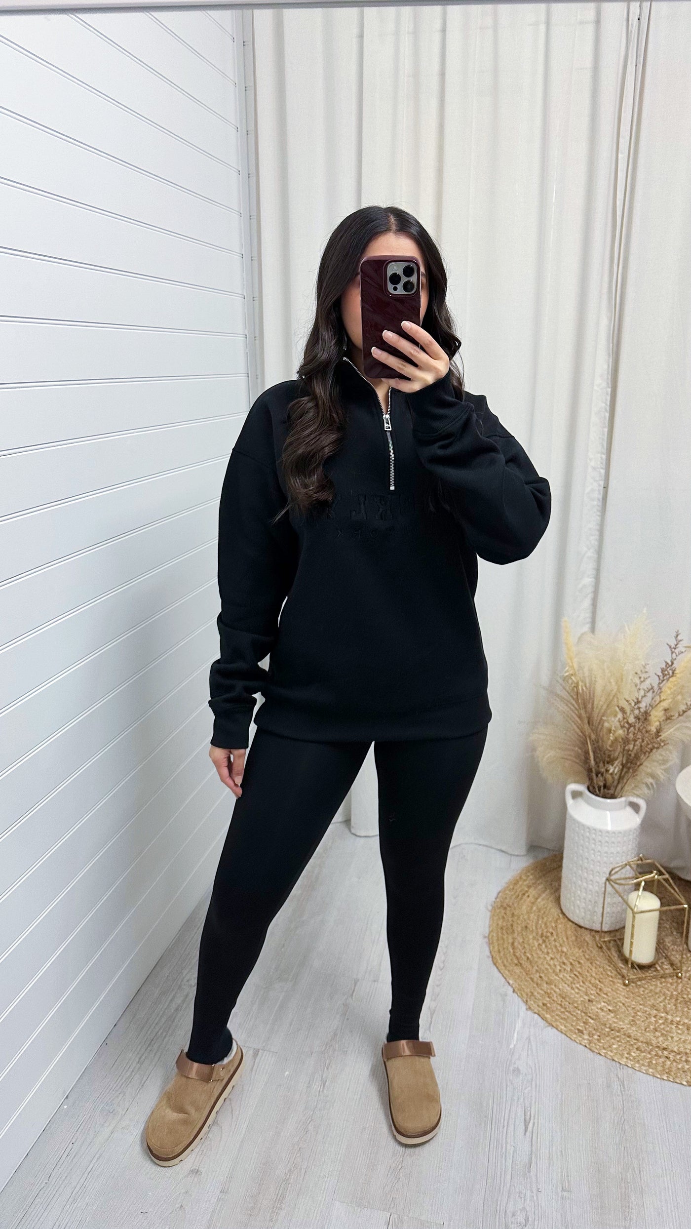 Brooklyn Half Zip Sweatshirt - BLACK