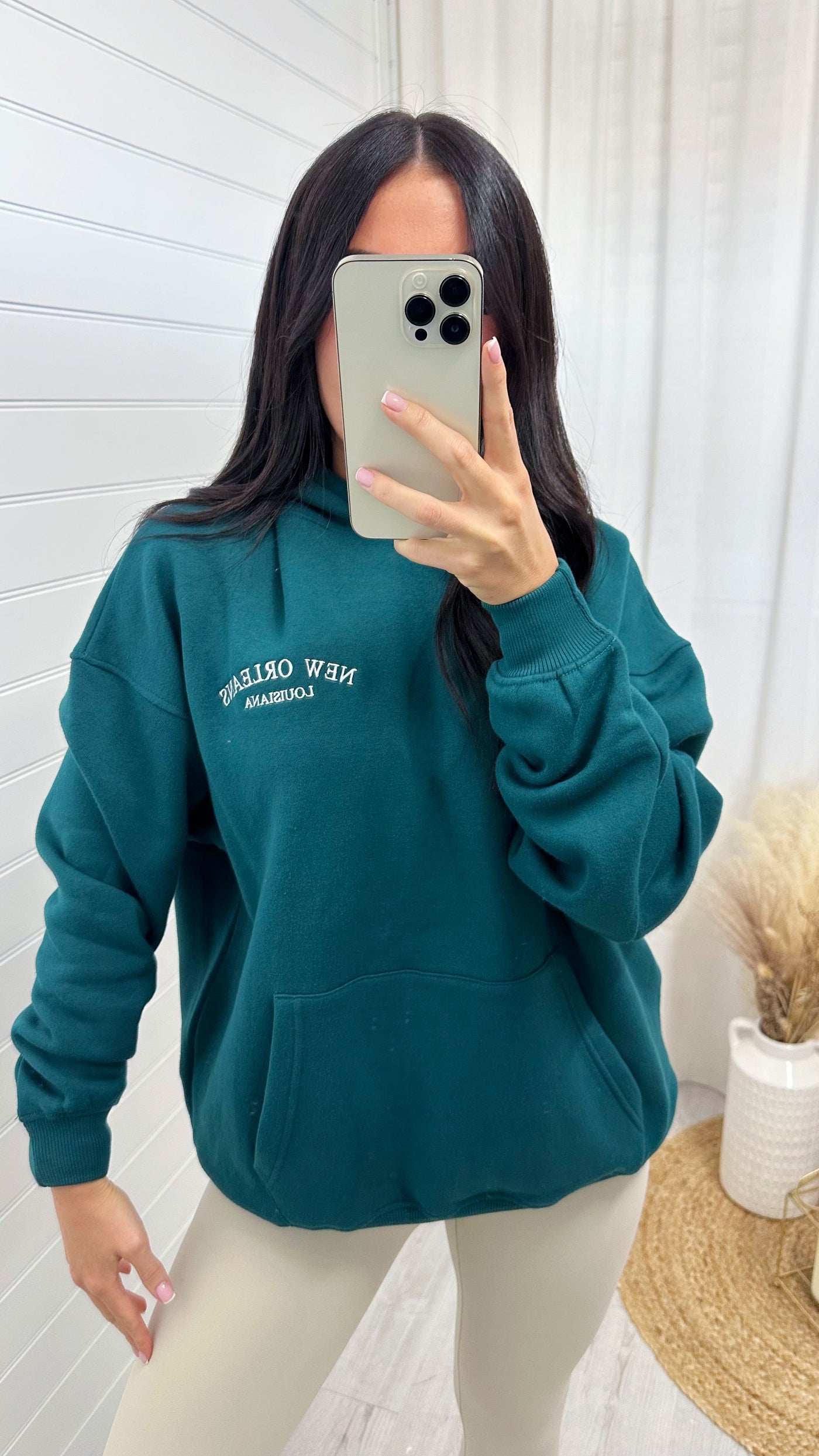 New Orleans Embroidered Hoodie - TEAL