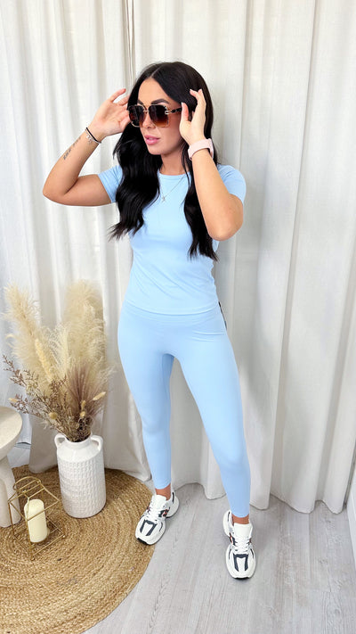 Butter Soft Gym Top and Leggings Co-Ord - BABY BLUE