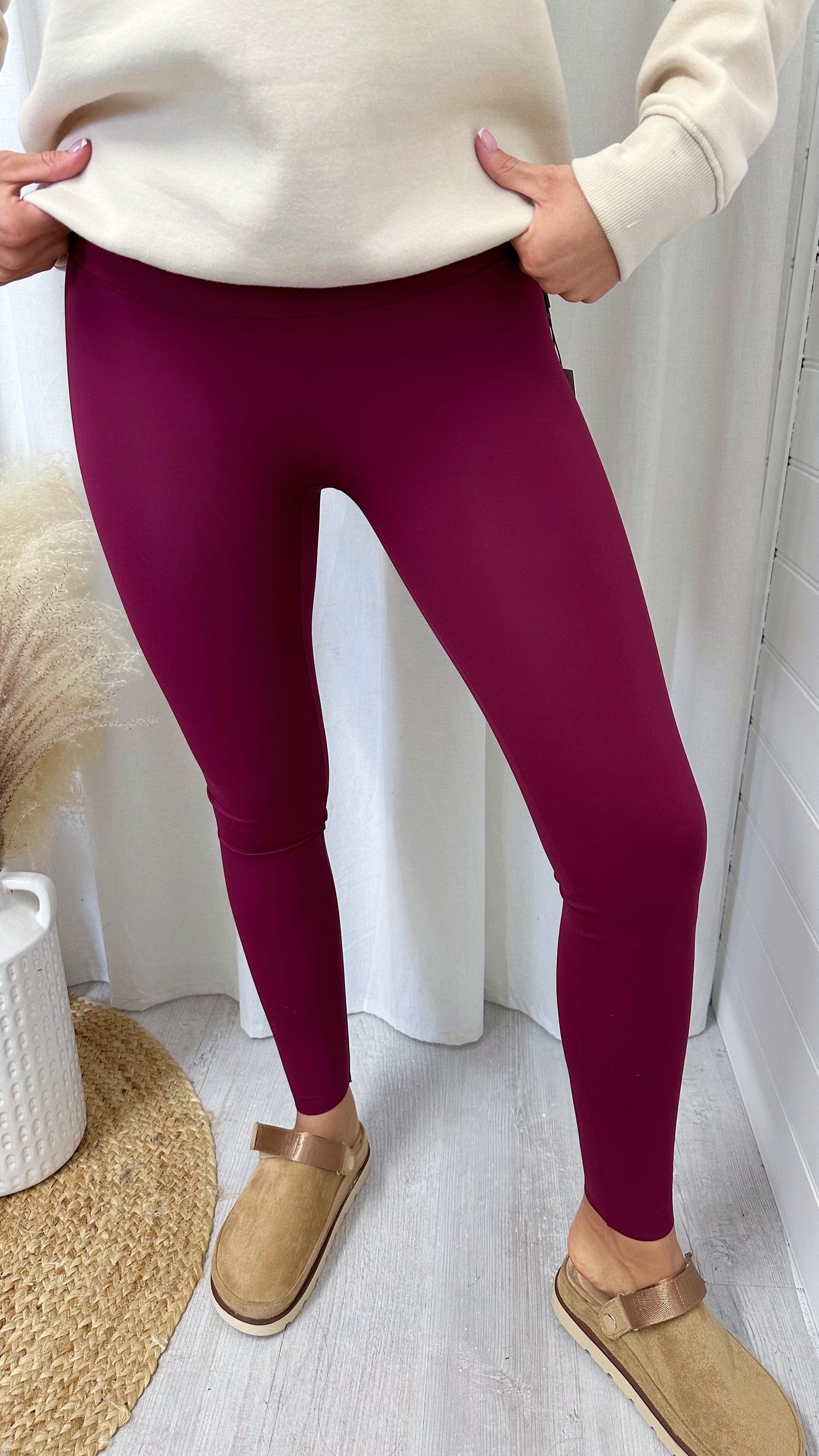 Body Sculpting Active Leggings - BURGUNDY