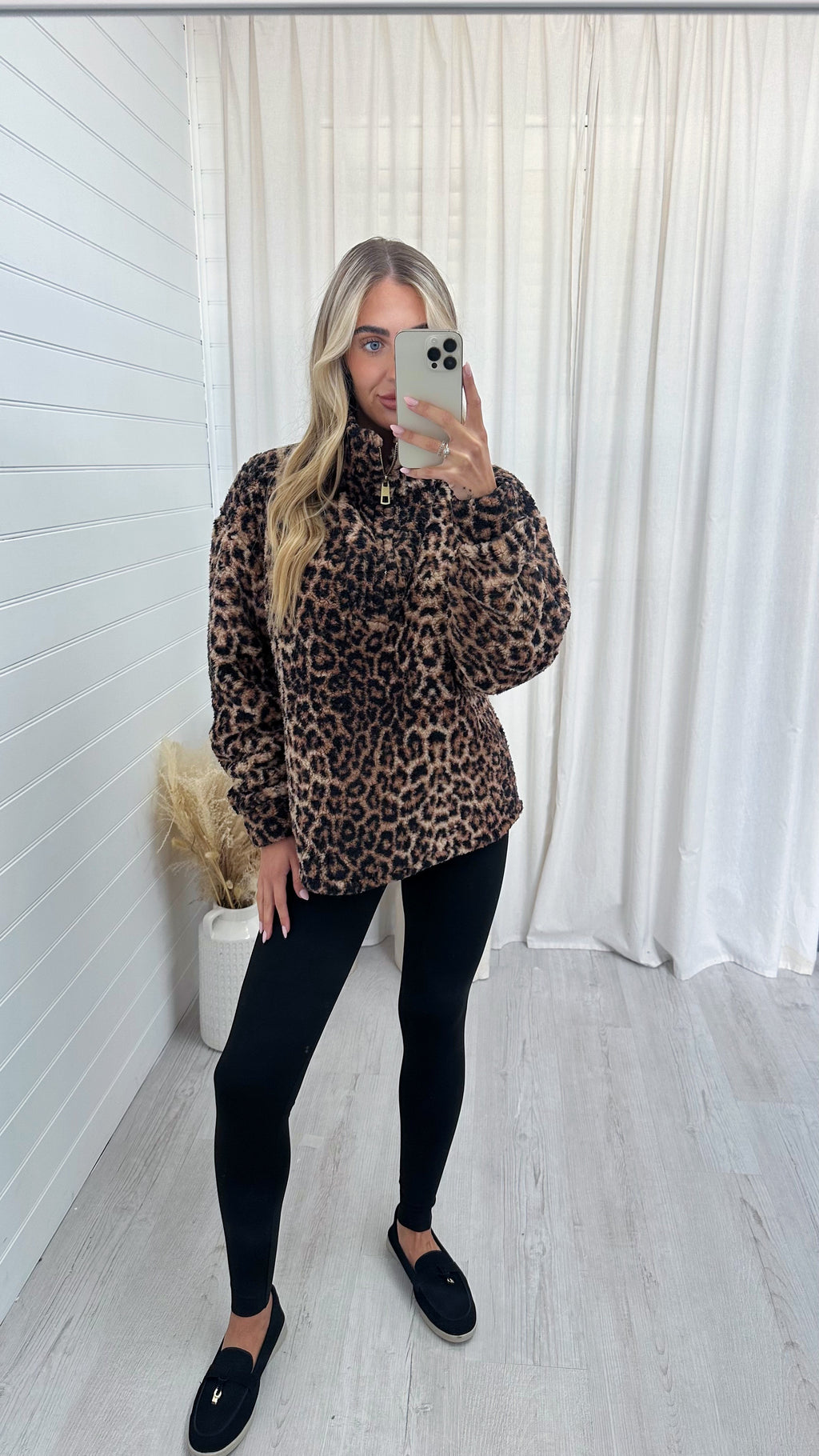 Leopard Print Teddy Fur Sweatshirt