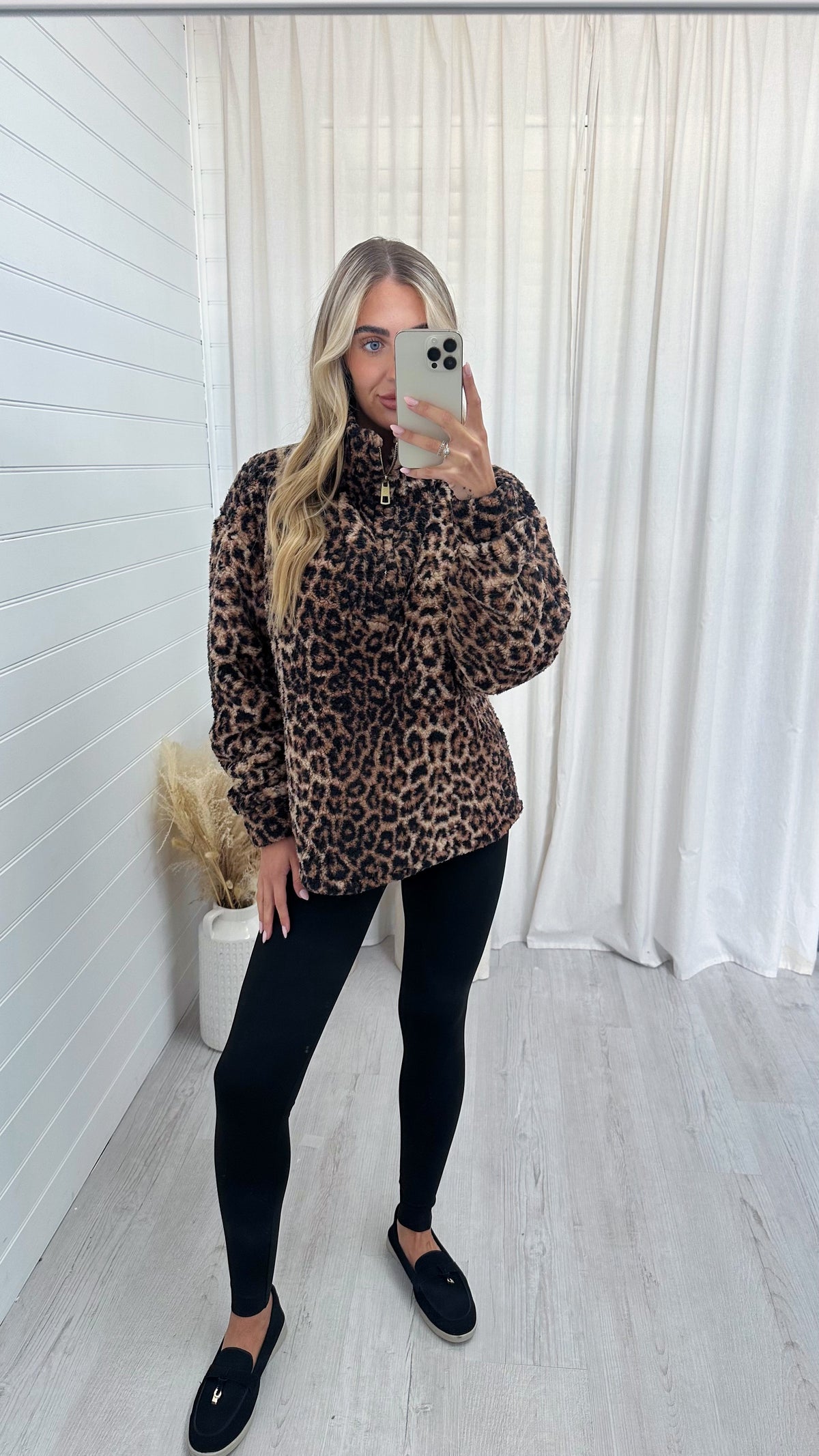 Leopard Print Teddy Fur Sweatshirt