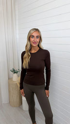 Soft Rib Long Sleeve T-Shirt - BROWN