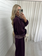 Check Peplum Co-Ord - PLUM