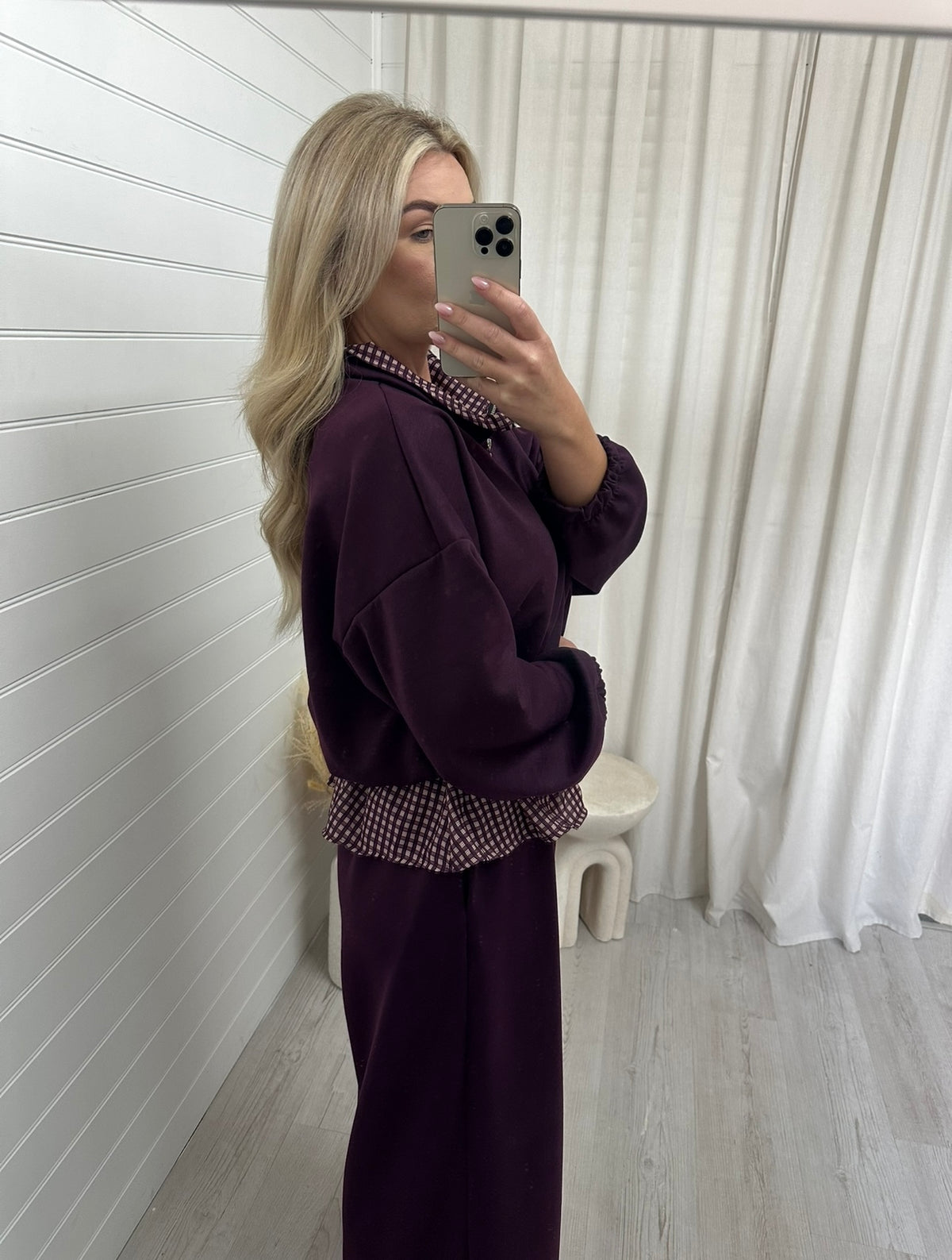Check Peplum Co-Ord - PLUM