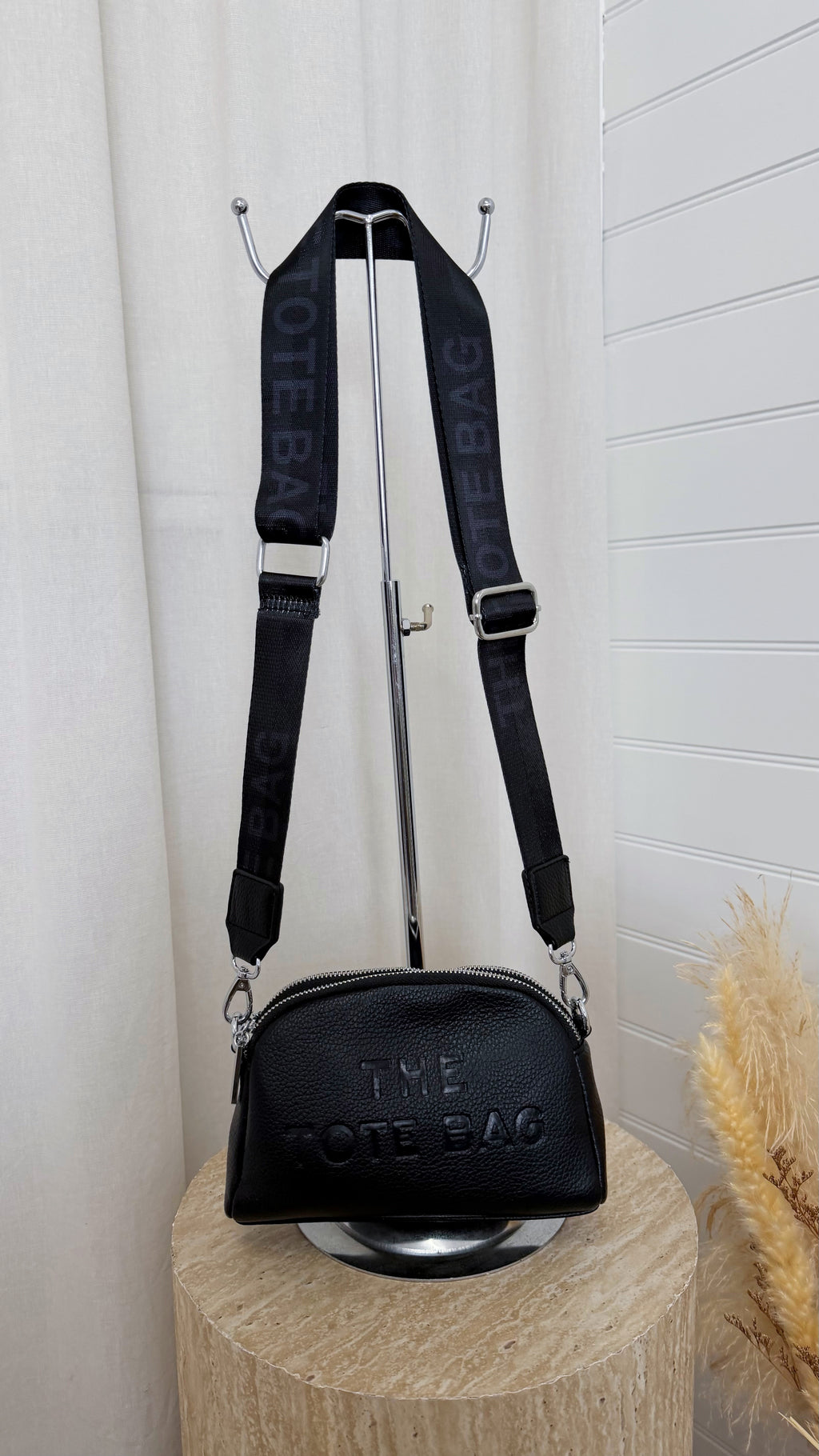 Double Zip Dome Cross Body Bag - BLACK