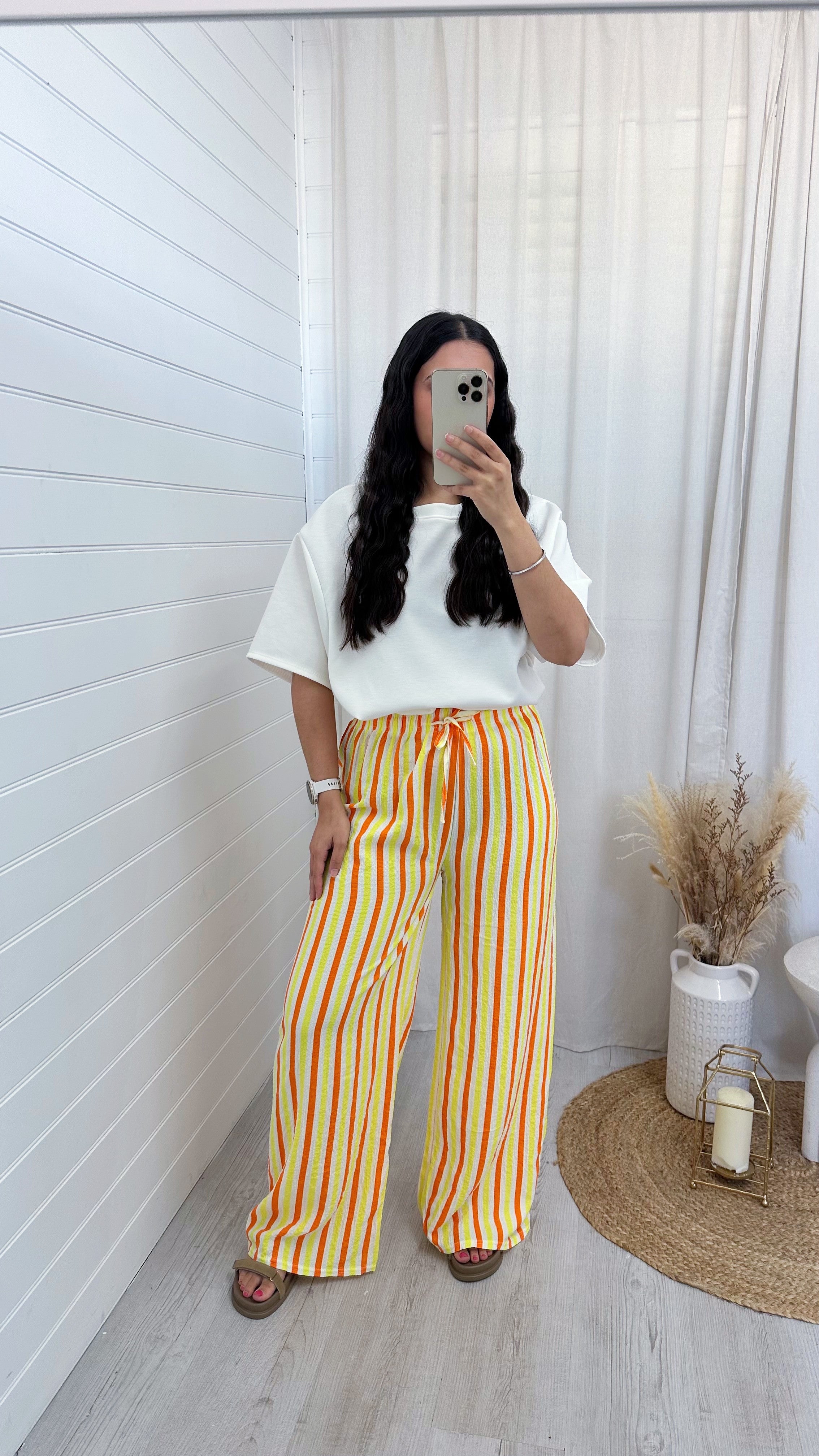 Neon Lightweight Stripe Trousers - ORANGE/YELLOW
